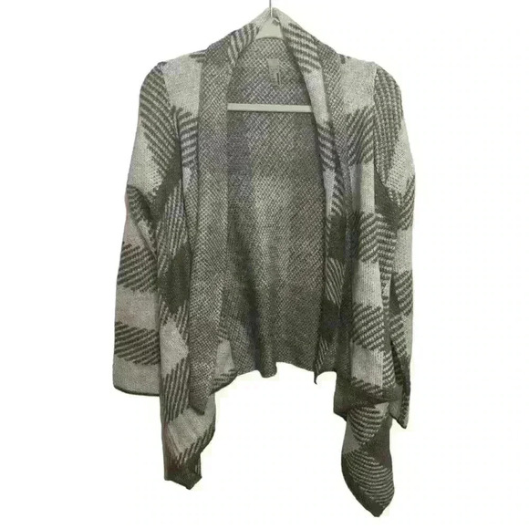 Maurices Shawl Neck, Open Cardigan Gray White Plaid Houndstooth NWT Size XS - Picture 2 of 4
